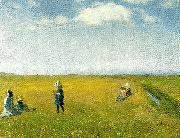 Michael Ancher born og unge piger plukker blomster pa en mark nord for skagen France oil painting artist